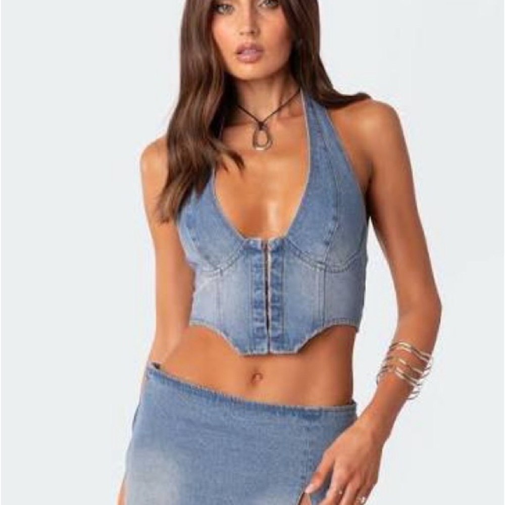 edikted denim corset top